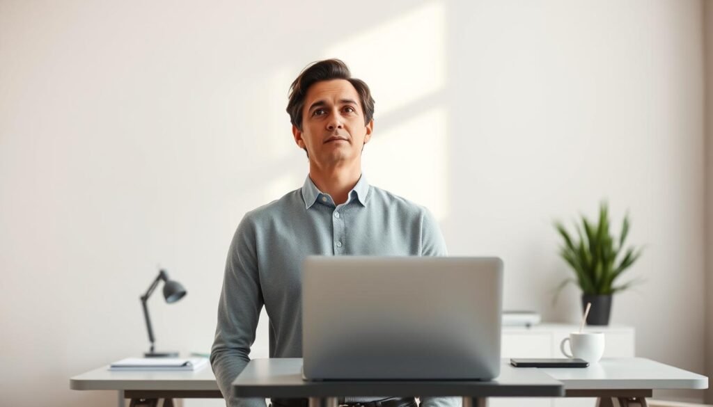 A hyper-realistic image of a thoughtful executive coach, standing in a modern, well-appointed office. Soft, natural lighting illuminates their face, revealing a calm, attentive expression. The coach's posture is upright and confident, conveying a sense of authority and expertise. In the middle ground, a sleek, minimalist desk with a laptop and various professional accoutrements. The background is a serene, neutral-toned wall, allowing the subject to be the focal point. The overall atmosphere is one of quiet contemplation and professionalism, reflecting the key characteristics of an effective executive coach. A hyper-realistic image of a thoughtful executive coach, standing in a modern, well-appointed office. Soft, natural lighting illuminates their face, revealing a calm, attentive expression. The coach's posture is upright and confident, conveying a sense of authority and expertise. In the middle ground, a sleek, minimalist desk with a laptop and various professional accoutrements. The background is a serene, neutral-toned wall, allowing the subject to be the focal point. The overall atmosphere is one of quiet contemplation and professionalism, reflecting the key characteristics of an effective executive coach.