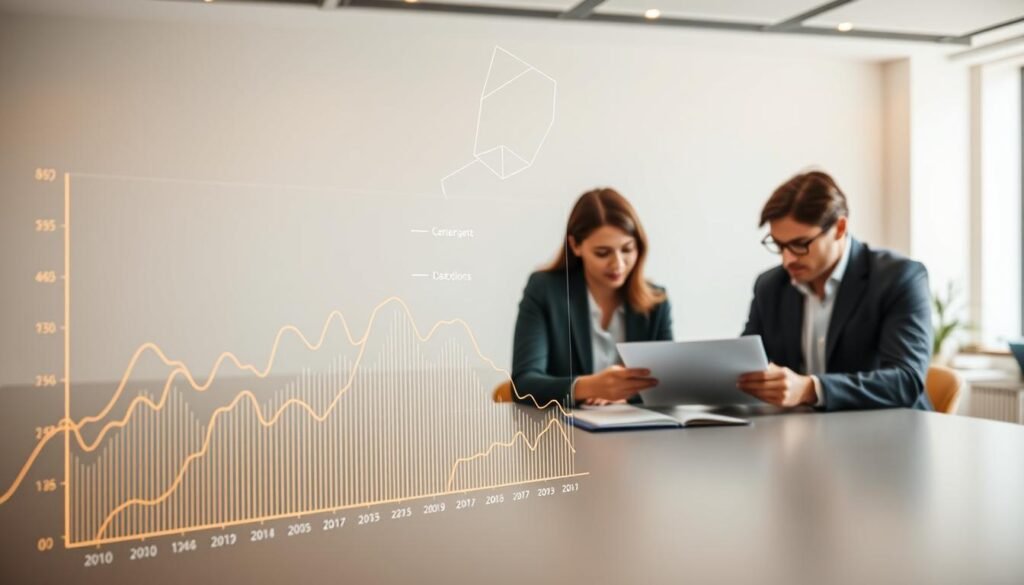 A meticulously curated data-driven process unfolds on a clean, minimalist backdrop. In the foreground, a stylized graph or chart showcases insightful analytics, its lines and curves conveying the rigorous, fact-based methodology. The middle ground features a team of professionals intently studying the data, their expressions focused and determined. In the background, a serene office setting with muted colors and clean architectural elements, projecting an atmosphere of precision and expertise. Warm, directional lighting casts a subtle glow, enhancing the sense of a well-orchestrated, hyper-realistic workflow. The overall scene embodies the confidence and reliability of a data-driven approach to executive talent selection. A meticulously curated data-driven process unfolds on a clean, minimalist backdrop. In the foreground, a stylized graph or chart showcases insightful analytics, its lines and curves conveying the rigorous, fact-based methodology. The middle ground features a team of professionals intently studying the data, their expressions focused and determined. In the background, a serene office setting with muted colors and clean architectural elements, projecting an atmosphere of precision and expertise. Warm, directional lighting casts a subtle glow, enhancing the sense of a well-orchestrated, hyper-realistic workflow. The overall scene embodies the confidence and reliability of a data-driven approach to executive talent selection.