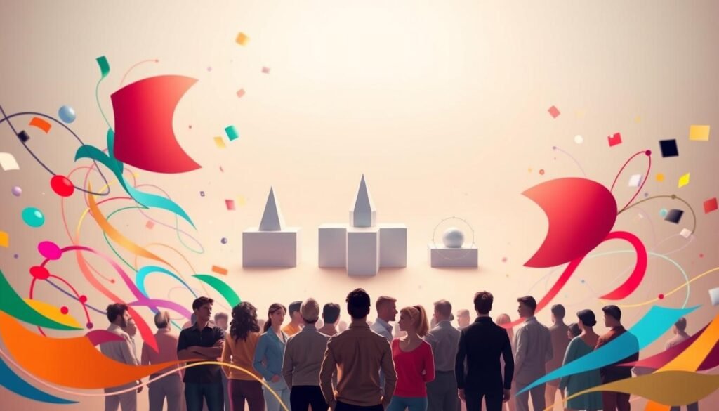A vibrant, conceptual illustration depicting the key models of change management. In the foreground, a group of diverse individuals stand amidst a swirl of colorful, abstract shapes and lines, representing the dynamic process of transformation. The middle ground showcases three-dimensional models, each with a distinct form and function, symbolizing the core frameworks for effective change. The background features a soft, ethereal gradient, creating a sense of depth and introspection. The lighting is warm and directional, highlighting the subject matter while maintaining an air of contemplation. Captured with a wide-angle lens, the composition draws the viewer's eye through the various layers of the image, inviting exploration of the nuances of change management. A vibrant, conceptual illustration depicting the key models of change management. In the foreground, a group of diverse individuals stand amidst a swirl of colorful, abstract shapes and lines, representing the dynamic process of transformation. The middle ground showcases three-dimensional models, each with a distinct form and function, symbolizing the core frameworks for effective change. The background features a soft, ethereal gradient, creating a sense of depth and introspection. The lighting is warm and directional, highlighting the subject matter while maintaining an air of contemplation. Captured with a wide-angle lens, the composition draws the viewer's eye through the various layers of the image, inviting exploration of the nuances of change management.