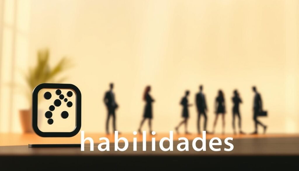 A minimalist and elegant illustration depicting the concept of "habilidades" (skills). Set in a warm, soft-focus environment, the foreground features a sleek, modern icon or symbol representing a diverse range of skills and competencies. The middle ground showcases stylized human silhouettes in various poses, symbolizing the evaluation and development of talent. The background has a subtle, blurred gradient effect, creating a sense of depth and focus on the central subject matter. The lighting is natural and diffused, casting a gentle, contemplative mood. The overall composition is balanced, with a harmonious color palette and clean, geometric lines to convey a sense of professionalism and expertise. A minimalist and elegant illustration depicting the concept of "habilidades" (skills). Set in a warm, soft-focus environment, the foreground features a sleek, modern icon or symbol representing a diverse range of skills and competencies. The middle ground showcases stylized human silhouettes in various poses, symbolizing the evaluation and development of talent. The background has a subtle, blurred gradient effect, creating a sense of depth and focus on the central subject matter. The lighting is natural and diffused, casting a gentle, contemplative mood. The overall composition is balanced, with a harmonious color palette and clean, geometric lines to convey a sense of professionalism and expertise.