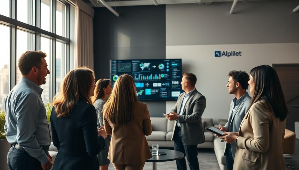 A professional and contemporary office setting, illuminated by soft, natural lighting filtering through large windows. In the foreground, a group of diverse business leaders engaged in a lively digital strategy discussion, their body language and expressions conveying the challenges and opportunities of digital transformation. In the middle ground, a wall-mounted interactive display showcases data visualizations and digital workflows. The background features sleek, minimalist furnishings and subtle corporate branding, creating an atmosphere of innovation and strategic foresight. The overall scene radiates a sense of dynamism, collaboration, and the reshaping of C-level roles in the digital age. A professional and contemporary office setting, illuminated by soft, natural lighting filtering through large windows. In the foreground, a group of diverse business leaders engaged in a lively digital strategy discussion, their body language and expressions conveying the challenges and opportunities of digital transformation. In the middle ground, a wall-mounted interactive display showcases data visualizations and digital workflows. The background features sleek, minimalist furnishings and subtle corporate branding, creating an atmosphere of innovation and strategic foresight. The overall scene radiates a sense of dynamism, collaboration, and the reshaping of C-level roles in the digital age.
