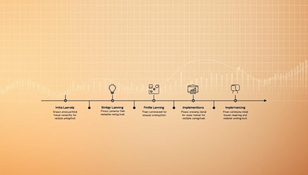 A detailed process diagram depicting the stages of corporate restructuring, rendered in a clean, minimalist style. The foreground shows a series of interconnected steps, from initial assessment to strategic planning and implementation, visualized through simple geometric shapes and icons. The middle ground features a backdrop of subtle grid patterns and faint financial data, conveying a sense of structure and analysis. The background is bathed in warm, neutral tones, creating a professional, business-oriented atmosphere. Lighting is soft and balanced, with a focus on clarity and legibility. The overall composition aims to effectively communicate the systematic nature of the restructuring process. A detailed process diagram depicting the stages of corporate restructuring, rendered in a clean, minimalist style. The foreground shows a series of interconnected steps, from initial assessment to strategic planning and implementation, visualized through simple geometric shapes and icons. The middle ground features a backdrop of subtle grid patterns and faint financial data, conveying a sense of structure and analysis. The background is bathed in warm, neutral tones, creating a professional, business-oriented atmosphere. Lighting is soft and balanced, with a focus on clarity and legibility. The overall composition aims to effectively communicate the systematic nature of the restructuring process.
