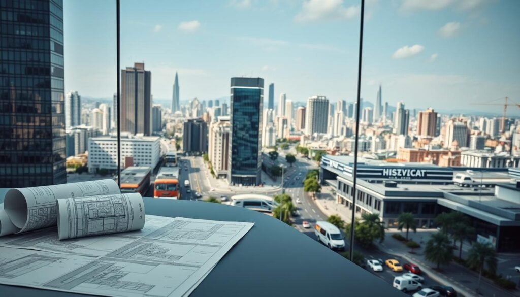 A detailed, realistic city landscape of Mexico City, capturing the essence of the municipal budget and financial planning process. In the foreground, a focus on architectural renderings, blueprints, and financial documents spread across a sleek modern desk. The middle ground showcases the bustling streets of Mexico City, with towering skyscrapers, busy traffic, and pedestrians navigating the urban environment. In the background, a panoramic view of the Mexico City skyline, highlighting the iconic landmarks and infrastructure projects. Lighting is crisp and professional, with a cool, business-like tone emphasizing the analytical and strategic nature of the scene. The overall composition conveys a sense of careful planning, financial control, and the complex challenges of urban development and growth.