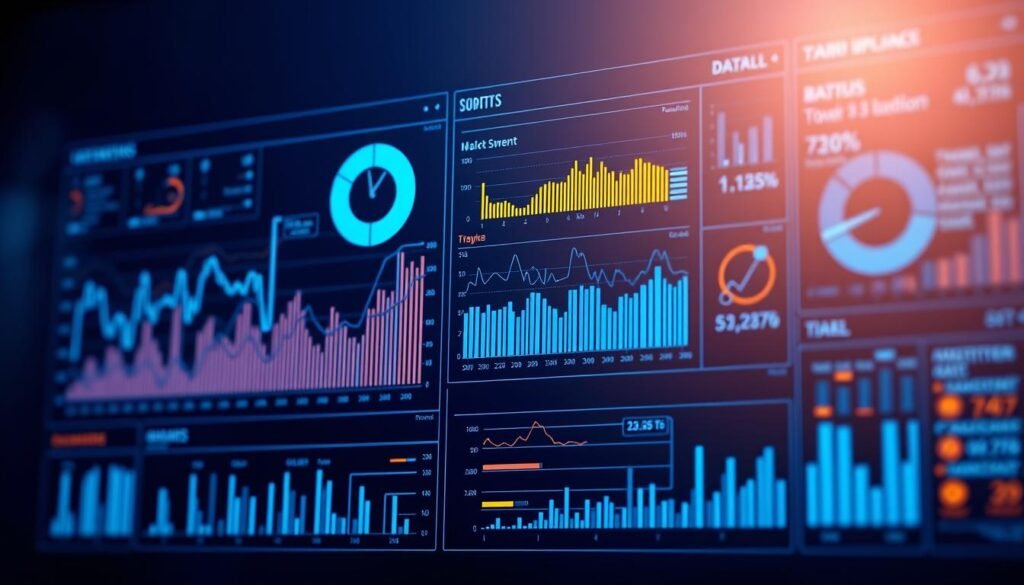 A dynamic data visualization dashboard, illuminating key business insights. Sleek, minimalist design with clean lines and a sophisticated color palette of blues and grays. Vibrant data points and metrics displayed on high-resolution panels, conveying complex information in an intuitive, user-friendly manner. Subtle lighting accentuates the crisp, modern aesthetic, while a subtle depth of field draws the viewer's attention to the most salient details. The overall impression is one of authority, credibility, and a mastery of data-driven decision making - the perfect visual representation of a board-level presentation on sectoral arguments.