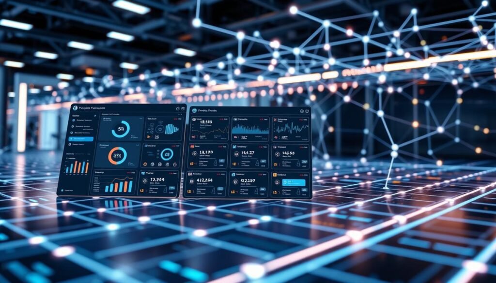 A high-tech tracking system with a sleek, modern user interface. In the foreground, a centralized dashboard displays real-time data and analytics, with intuitive visualizations and interactive controls. The middle ground features a grid of individual tracking modules, each showcasing detailed metrics and status updates. In the background, a network of interconnected nodes and pathways represents the underlying infrastructure, bathed in a soft, ambient glow. The overall scene conveys a sense of efficiency, precision, and technological sophistication, perfectly suited to illustrate the "Peoplebox.ai: screening automatizado y workflows de evaluación" section of the article.