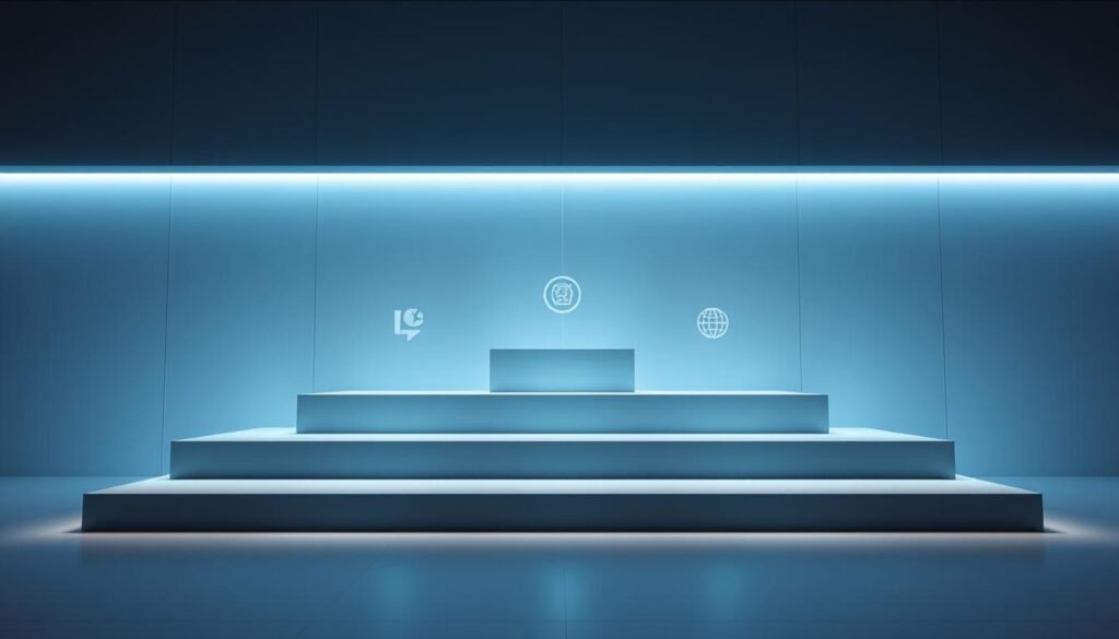 A neatly organized set of steps ascending against a sleek, modern backdrop. Soft lighting illuminates the process, guiding the viewer through an AI-powered leadership assessment. Each step is visually distinct, leveraging clean icons and minimalist design. The overall atmosphere is professional, authoritative, and tech-forward, reflecting the power of data-driven insights. Subtle shades of blue and gray convey a sense of trust and reliability. The composition draws the eye upward, symbolizing progress and growth. This image seamlessly aligns with the "Assessment de liderazgo automatizado mediante IA: guía paso a paso" section of the article.