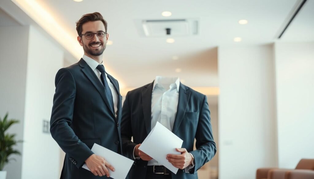 A well-dressed professional standing in a modern office, holding documents and exuding an air of authority. The lighting is soft and diffused, creating a warm, inviting atmosphere. The background features a sleek, minimalist design with clean lines and muted tones, putting the subject in the spotlight. The camera angle is slightly elevated, emphasizing the subject's confidence and competence as a legal representative. The overall impression is one of expertise, trustworthiness, and a commitment to providing high-quality legal services. A well-dressed professional standing in a modern office, holding documents and exuding an air of authority. The lighting is soft and diffused, creating a warm, inviting atmosphere. The background features a sleek, minimalist design with clean lines and muted tones, putting the subject in the spotlight. The camera angle is slightly elevated, emphasizing the subject's confidence and competence as a legal representative. The overall impression is one of expertise, trustworthiness, and a commitment to providing high-quality legal services.