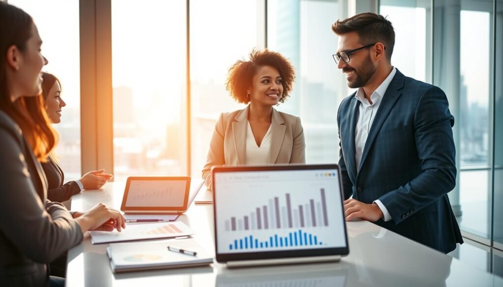 A professional business meeting in a modern pharmaceutical company hall, featuring diverse professionals in business attire discussing strategic partnerships. In the foreground, a confident woman and a thoughtful man are engaged in conversation, highlighting mutual respect and collaboration. The middle ground shows a sleek table with documents, tablets, and a laptop displaying graphs of market trends. In the background, large windows let in soft natural light, revealing a cityscape. The atmosphere is focused and optimistic, conveying a sense of innovation and collaboration in the pharmaceutical sector. The lighting is bright yet warm, creating an inviting environment. The image should emphasize the importance of strategic alliances and relationships in the industry, showcasing a clean, modern aesthetic. A professional business meeting in a modern pharmaceutical company hall, featuring diverse professionals in business attire discussing strategic partnerships. In the foreground, a confident woman and a thoughtful man are engaged in conversation, highlighting mutual respect and collaboration. The middle ground shows a sleek table with documents, tablets, and a laptop displaying graphs of market trends. In the background, large windows let in soft natural light, revealing a cityscape. The atmosphere is focused and optimistic, conveying a sense of innovation and collaboration in the pharmaceutical sector. The lighting is bright yet warm, creating an inviting environment. The image should emphasize the importance of strategic alliances and relationships in the industry, showcasing a clean, modern aesthetic.