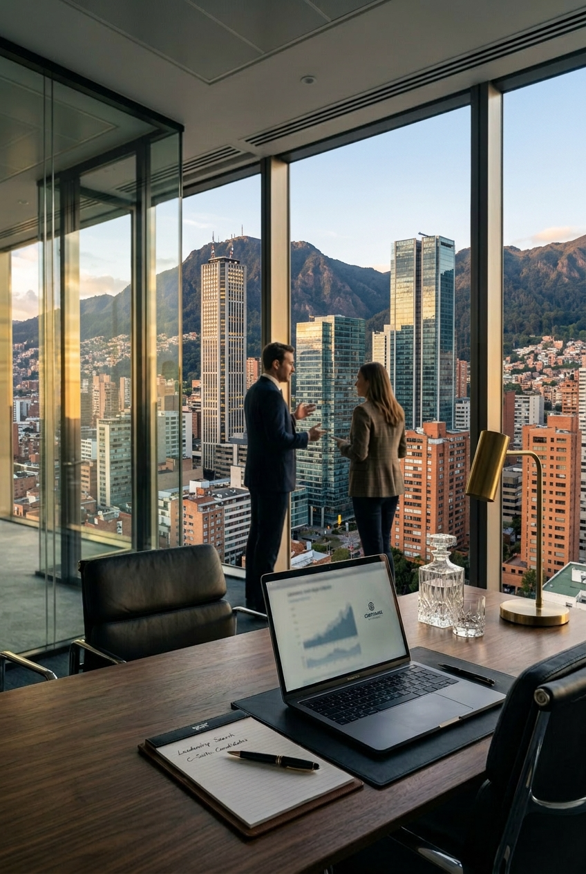 bogota Pareja de negocios en oficina.